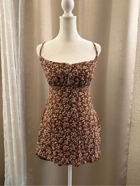 Kendall & Kylie Brown Mini Dress with White Floral Print